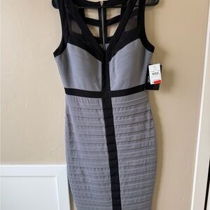JAX size 10 Gray and Black Midi Body Con Dress